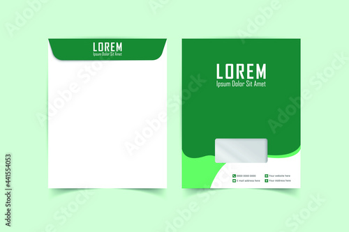 Envelope Design. A4 Envelope design with front and back. Luxury, Modern, Elegant, Professional Minimalist Business A4 Envelope design. Elements of Branding Stationery. Vector illustration photo