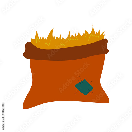Hay in bag. a stack of hay in a bag. Vector illustration