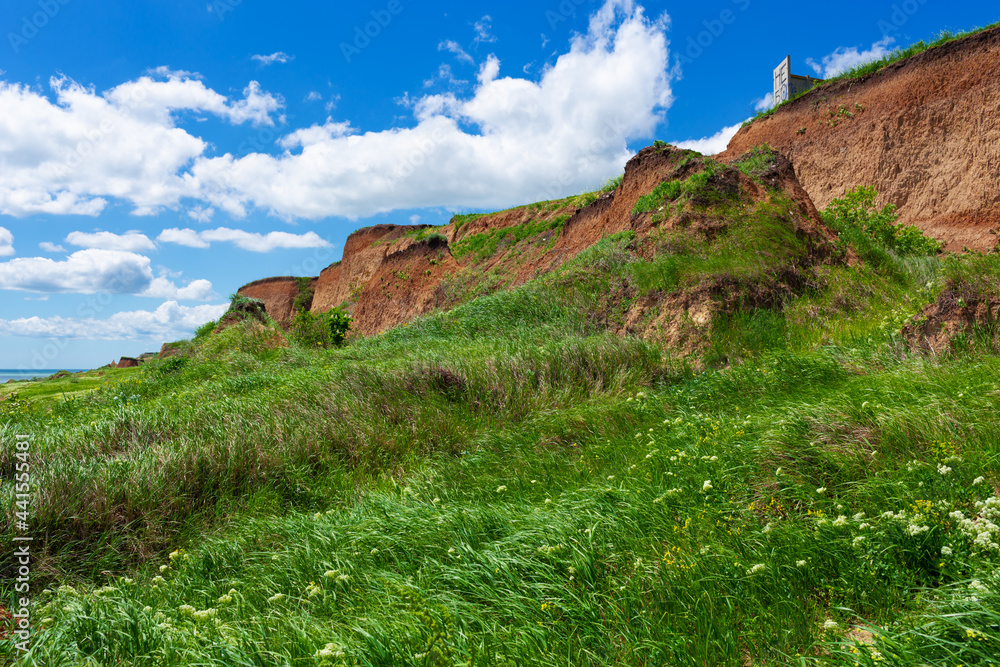 green hills near seashore in Ukraine, Odessa region.