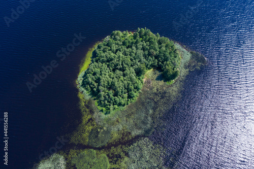 Fototapeta Naklejka Na Ścianę i Meble -  Aerial view of the island in Karelia in summer