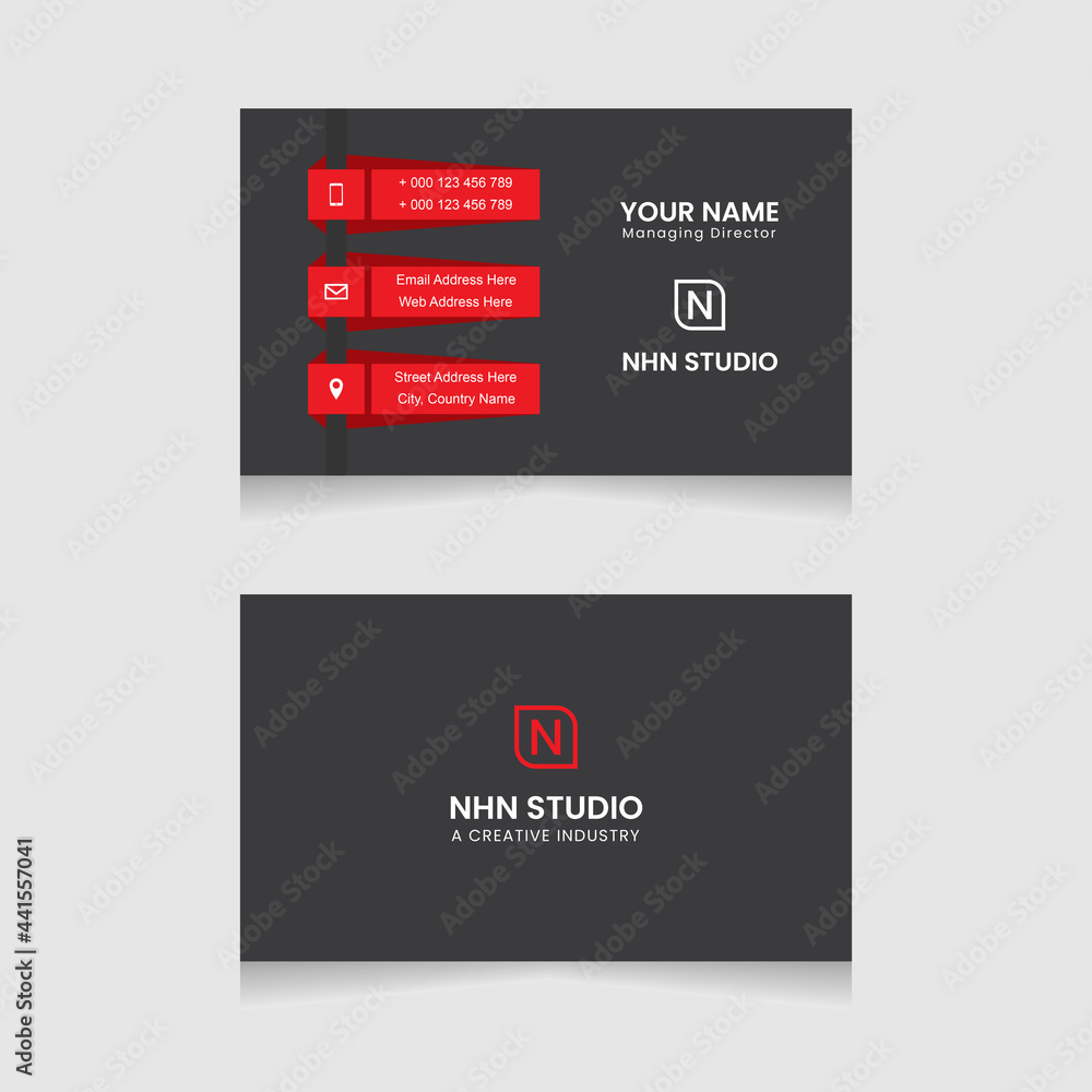 Modern Clean Creative Simple Business Card Design. Horizontal And Vertical Layout. Vector Personal Visiting Card Template. Print Ready Stationery Design. Flat Abstract Horizontal Name Card Design.