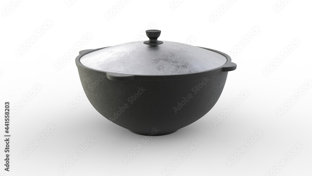 Cauldron on white isolated background, utensils for cooking, saucepan Cauldron on white isolated background, utensils for cooking, saucepan