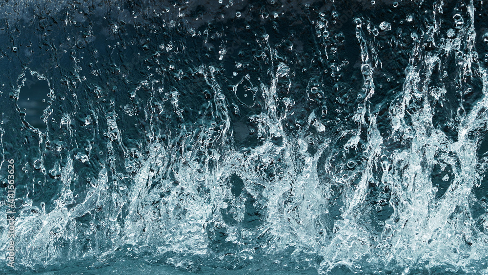 Abstract water splashes isolated on blue background Abstract water splashes isolated on blue background