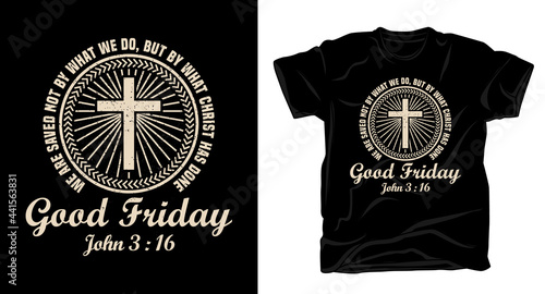 Good friday typography with christian cross t-shirt design