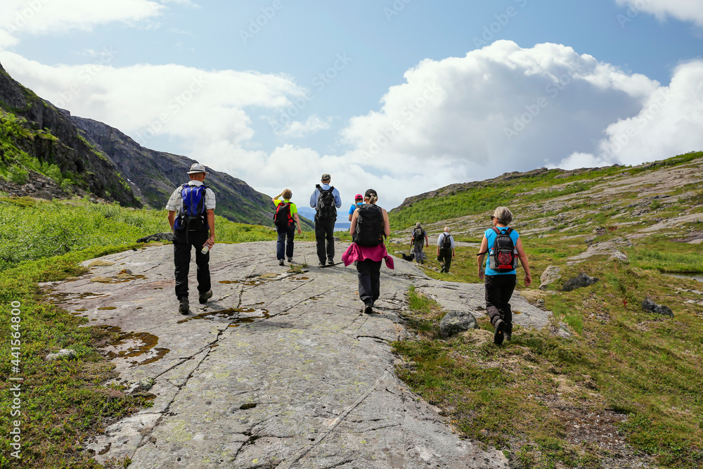 Obraz premium Mountain hike - Mountain range between Velford and Bindal,Helgeland,Nordland county,scandinavia,Europe