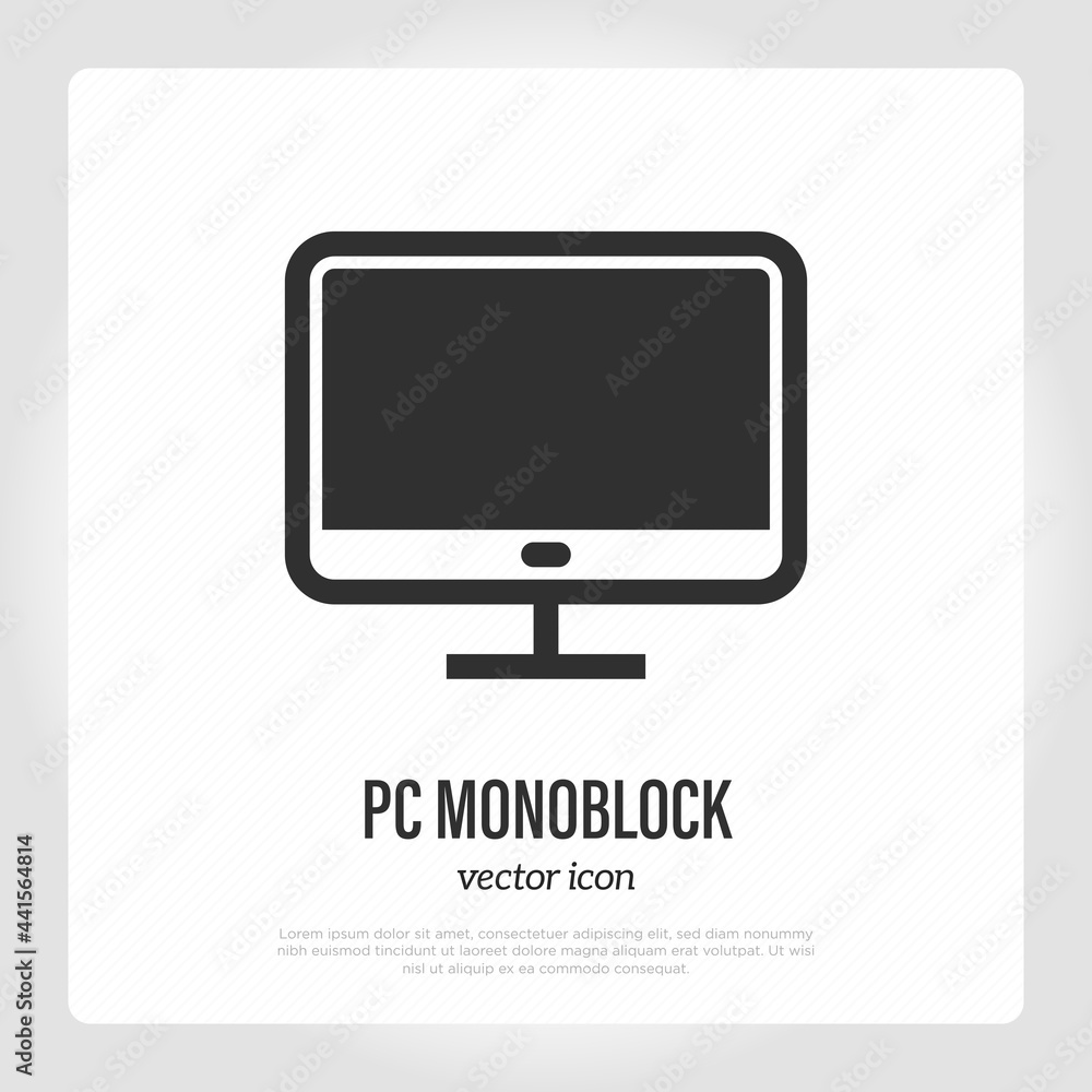 Monoblock thin line icon. PC. Vector illustration. Monoblock thin line icon. PC. Vector illustration.