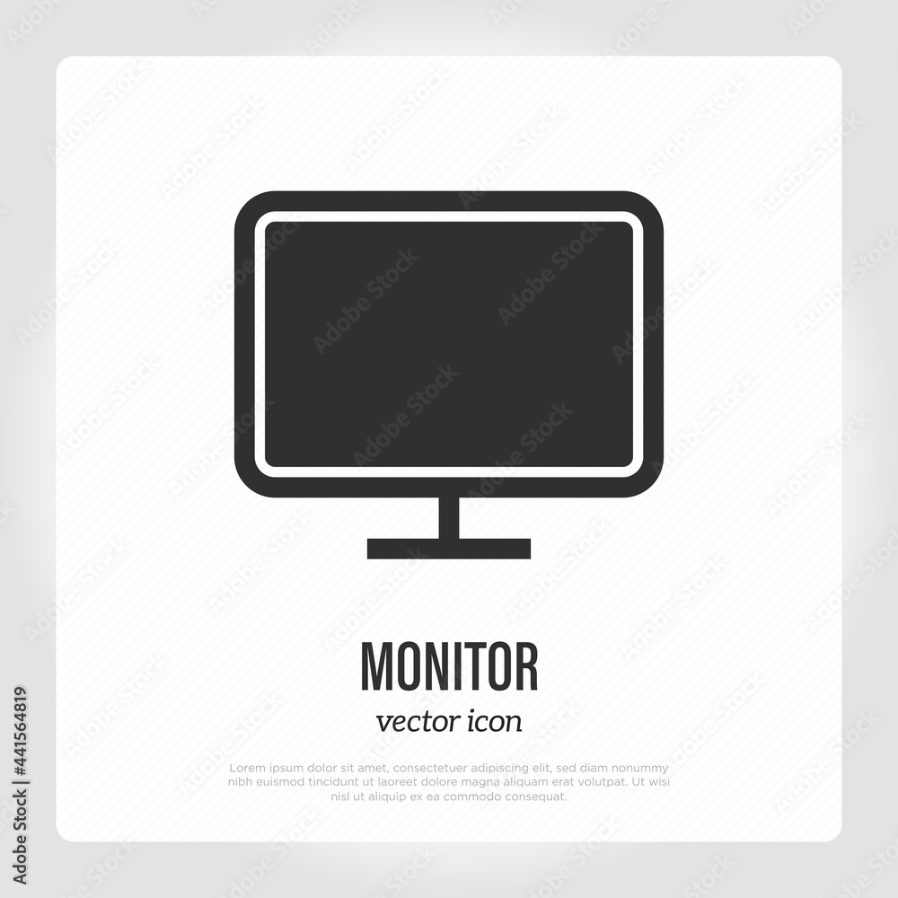 PC or monitor thin line icon. Desktop. Vector illustration. PC or monitor thin line icon. Desktop. Vector illustration.