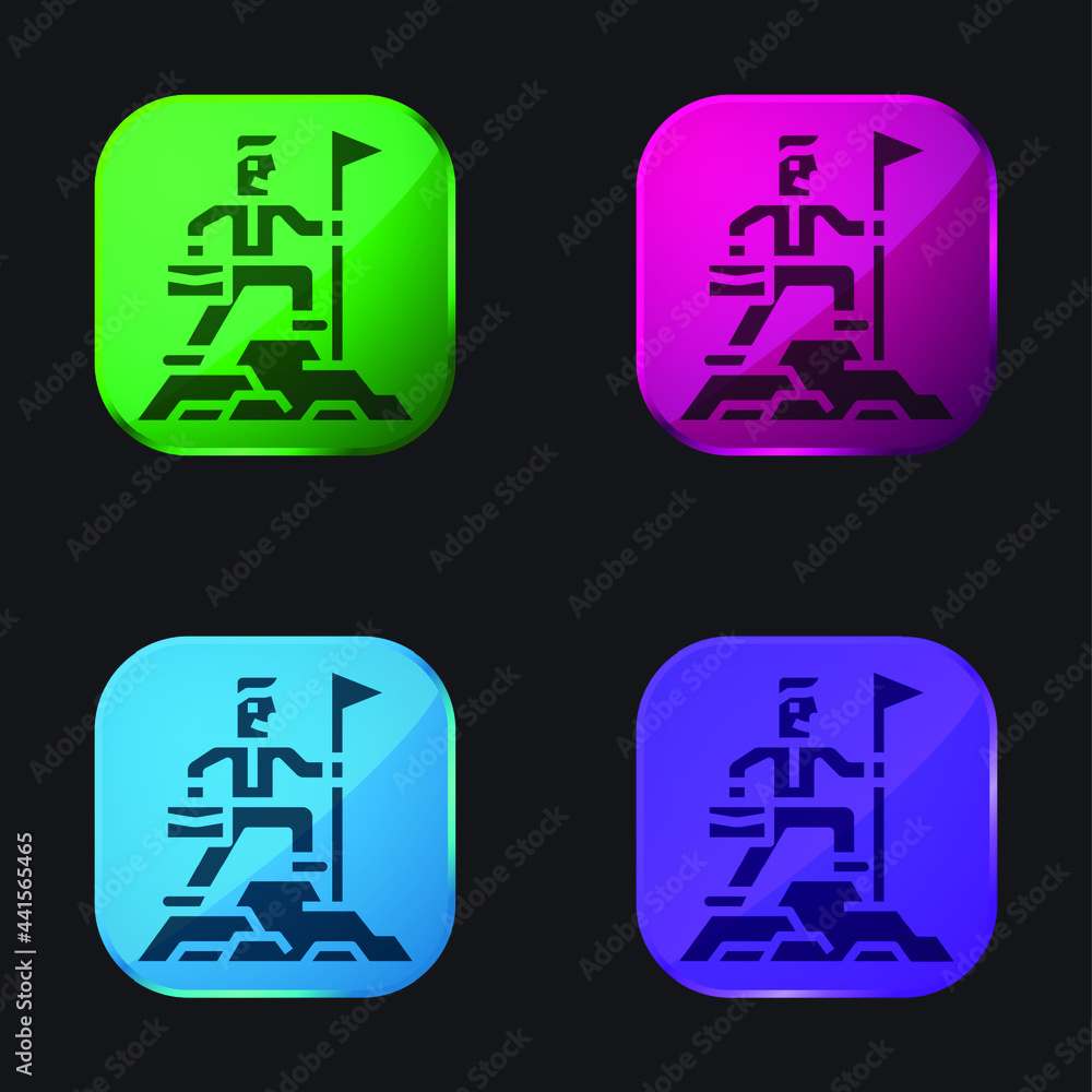 Obraz premium Achievement four color glass button icon