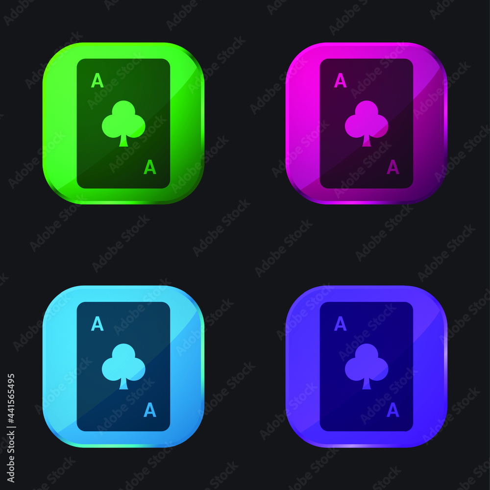 Ace Of Club four color glass button icon