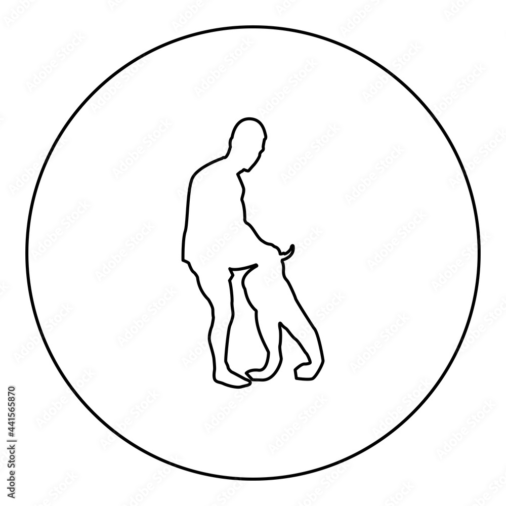 Man dressing pant Clothes concept Put on his trousers silhouette in circle round black color vector illustration contour outline style image Man dressing pant Clothes concept Put on his trousers silhouette in circle round black color vector illustration contour outline style image