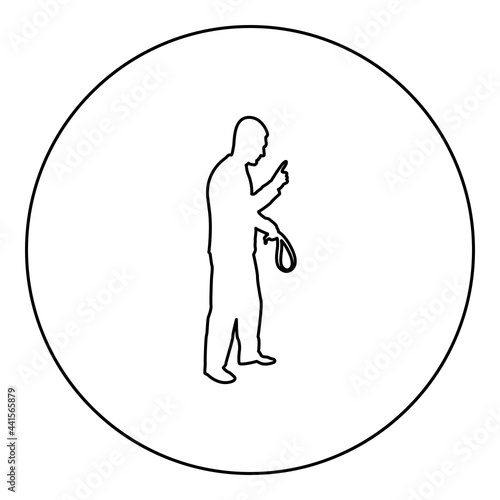 Angry man with belt in hand for punishment warns showing index finger Violence in family concept Abuse idea Domestic trouble Fury male threatening victim Social problem Husband father emotionally 