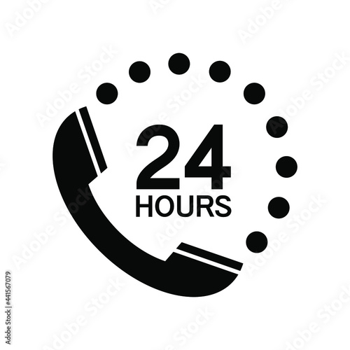 Call center 24 hours icon, Operator customer support symbol, Help center, Technical social support, All day business and service, Vector design illustration