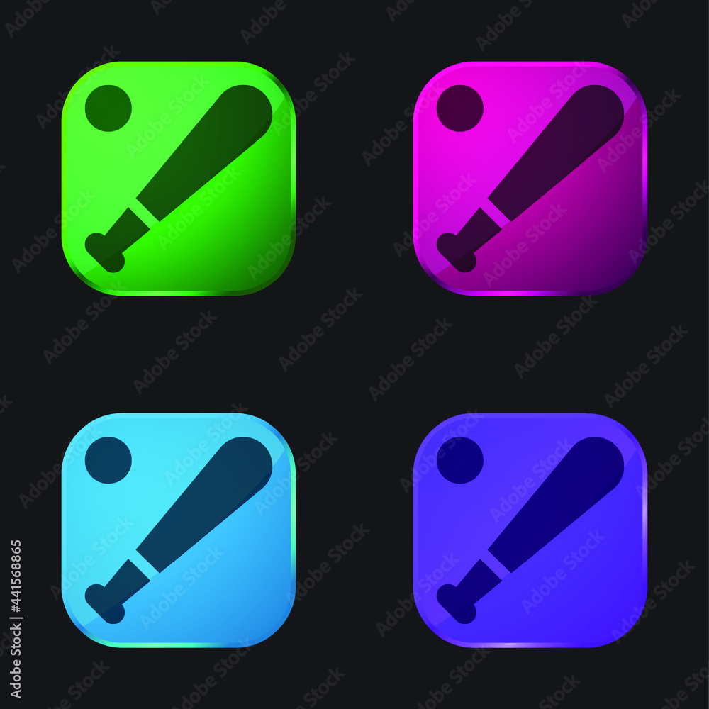 Baseball four color glass button icon Baseball four color glass button icon