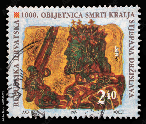 A stamp printed in Croatia shows King Stjepan Drzislav, Series Croatian Kings, circa 1997 photo