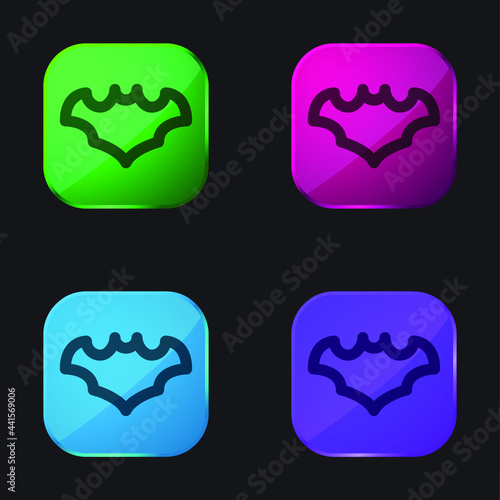 Bat four color glass button icon