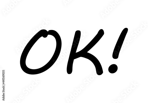 Palabra de Ok en fondo blanco.