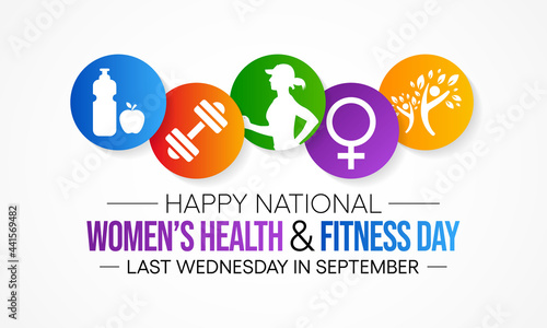 Women's health and fitness day is observed every year on last Wednesday in September, to promote the importance of health and fitness for women of all ages. vector illustration