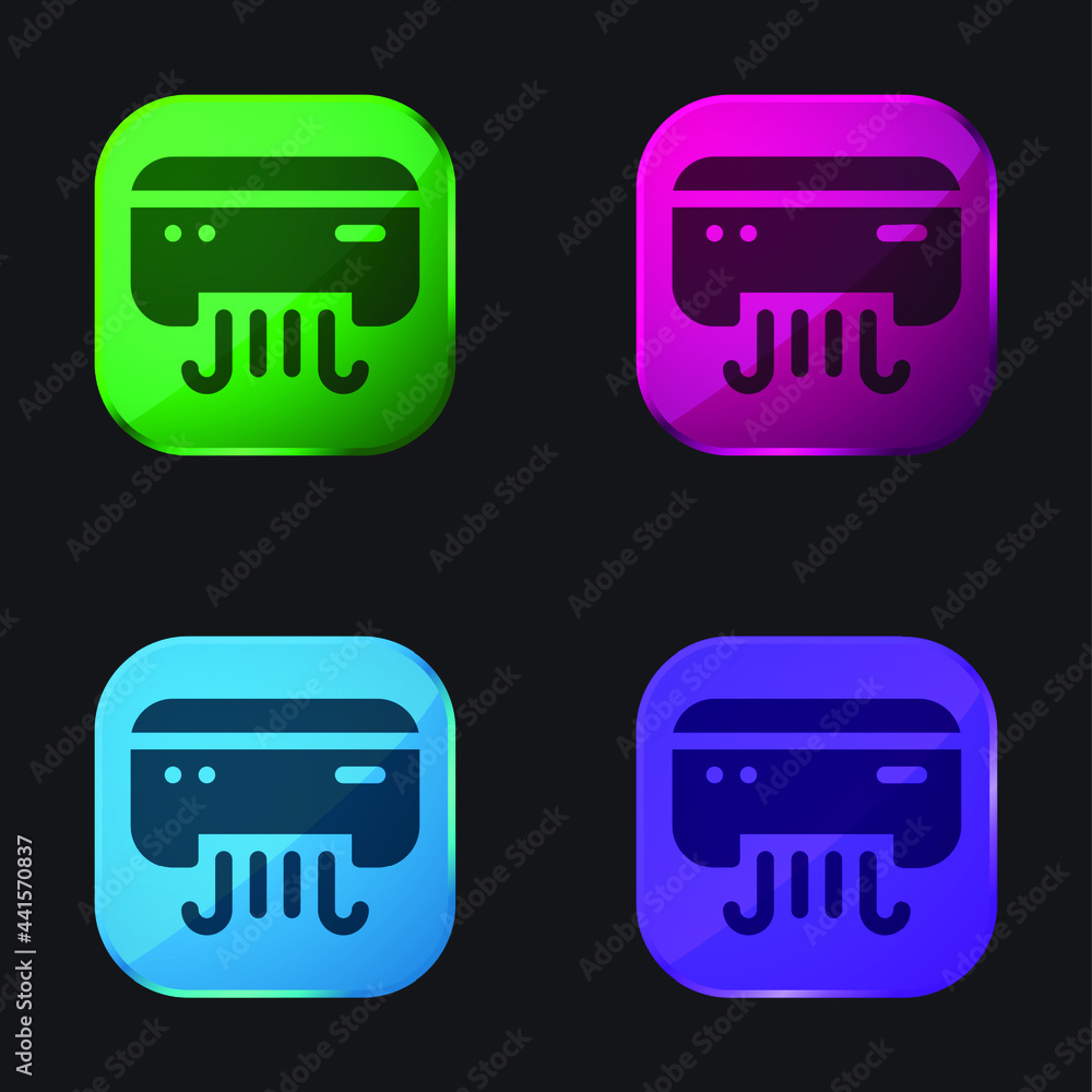 Air Conditioner four color glass button icon Air Conditioner four color glass button icon