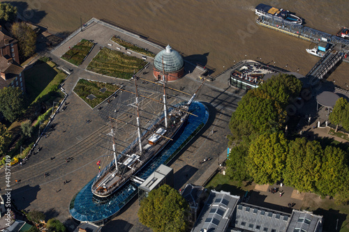 UK, London, Aerial view of Cutty Sark in Greenwich photo