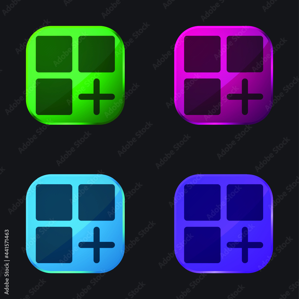 Add four color glass button icon Add four color glass button icon