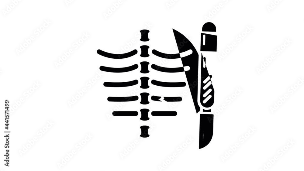 Xray of rib icon animation simple best object on white Xray of rib icon animation simple best object on white