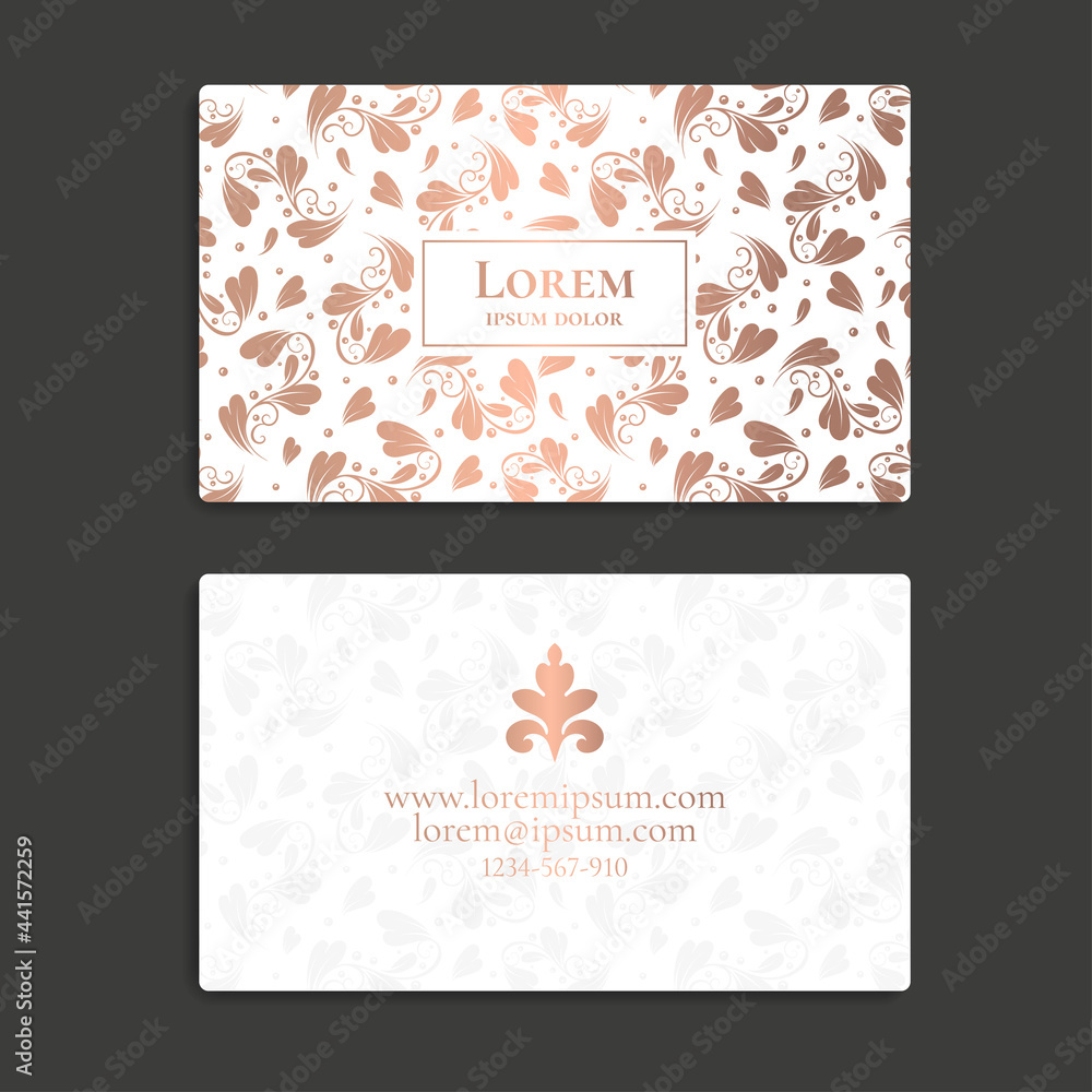 White and gold vintage business card. Luxury vector ornament template. Great for invitation, flyer, menu, background, wallpaper, decoration, packaging or any desired idea.