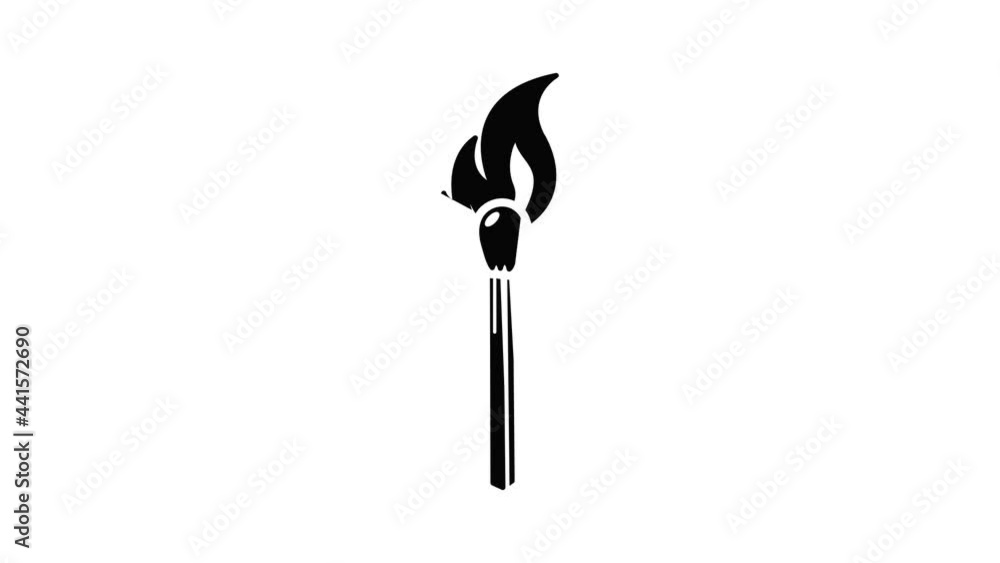 Burning match icon animation simple best object on white Burning match icon animation simple best object on white