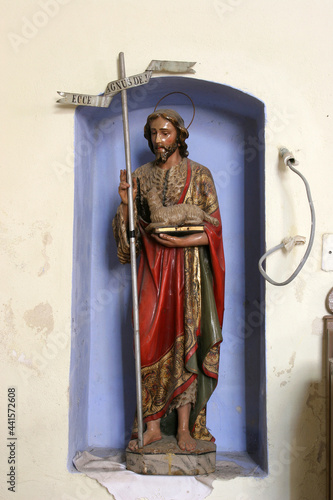 St. John the Baptist statue at Church of the Visitation of the Blessed Virgin Mary in Cirkvena, Croatia