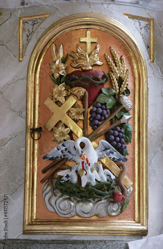 The tabernacle on the main altar in the Church of the Visitation of the Virgin Mary in Cirkvena, Croatia photo