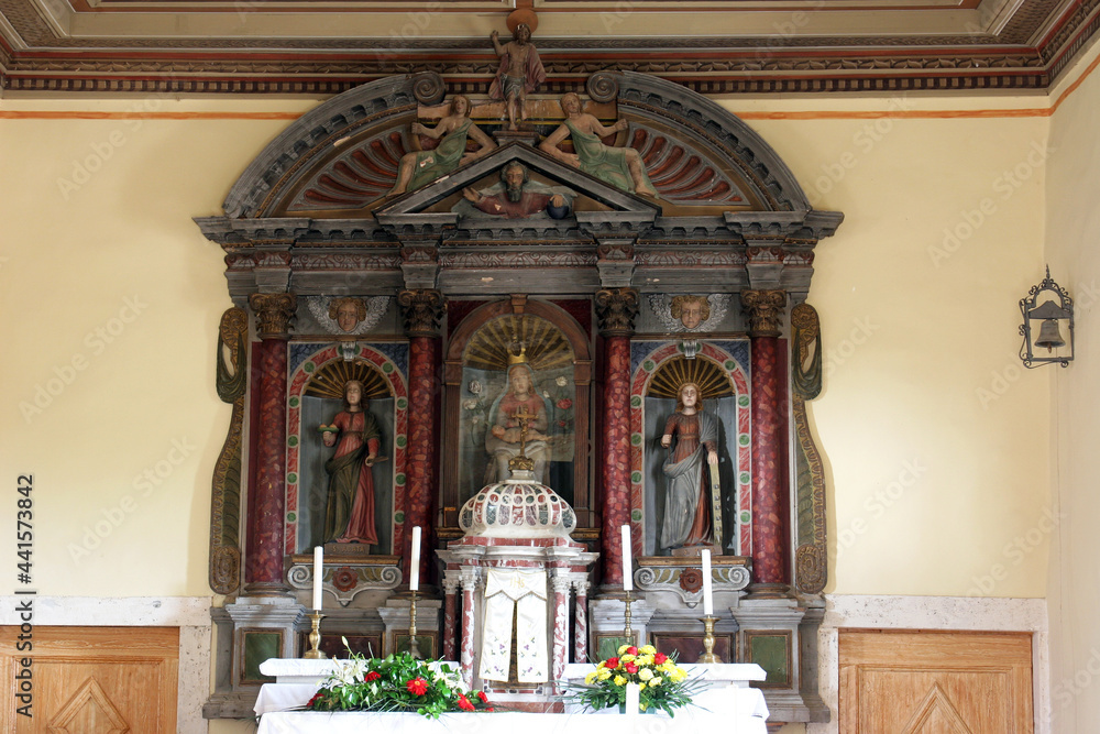 The main altar in the parish church of Our Lady of Mount Carmel in Bacva, Croatia