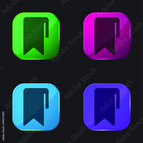 Bookmark four color glass button icon