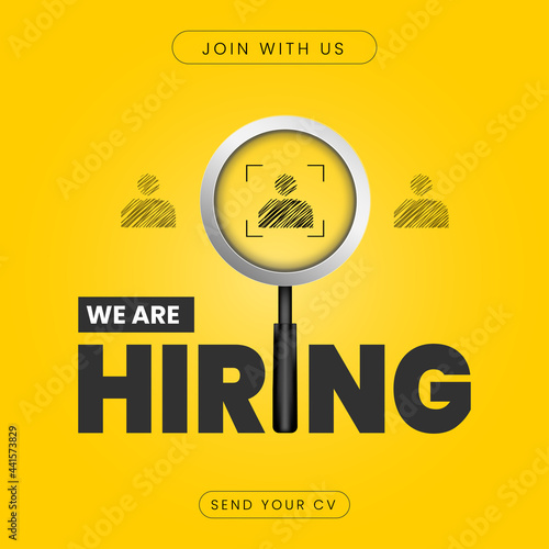 Hiring Job post template, We are hiring Job advertisement social media design, Vector	
