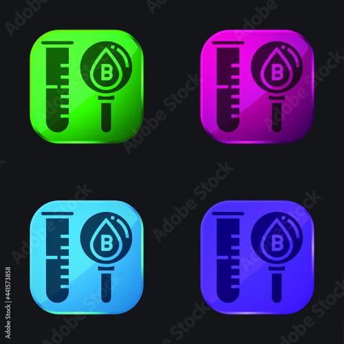 Blood Test four color glass button icon
