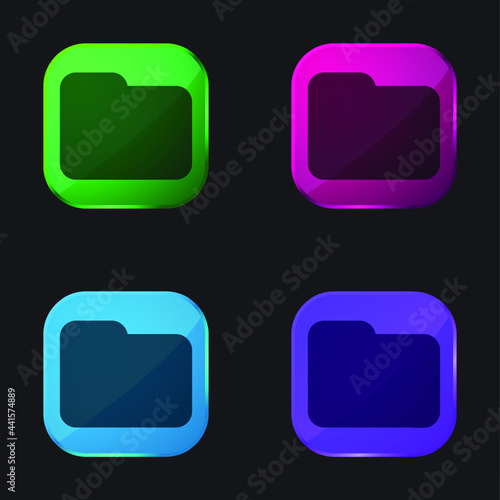 Black Folder Shape For Interface four color glass button icon