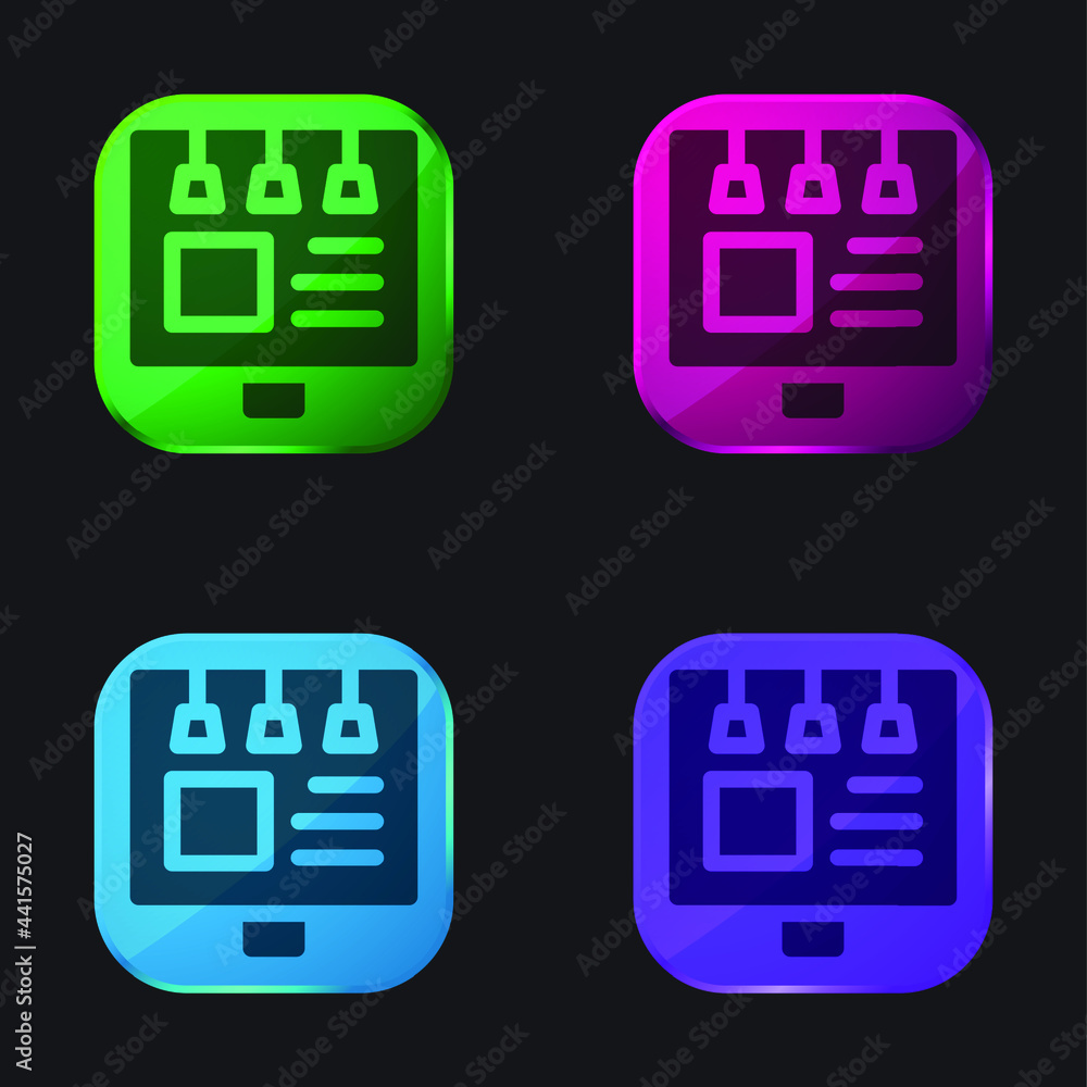 Billboard four color glass button icon Billboard four color glass button icon