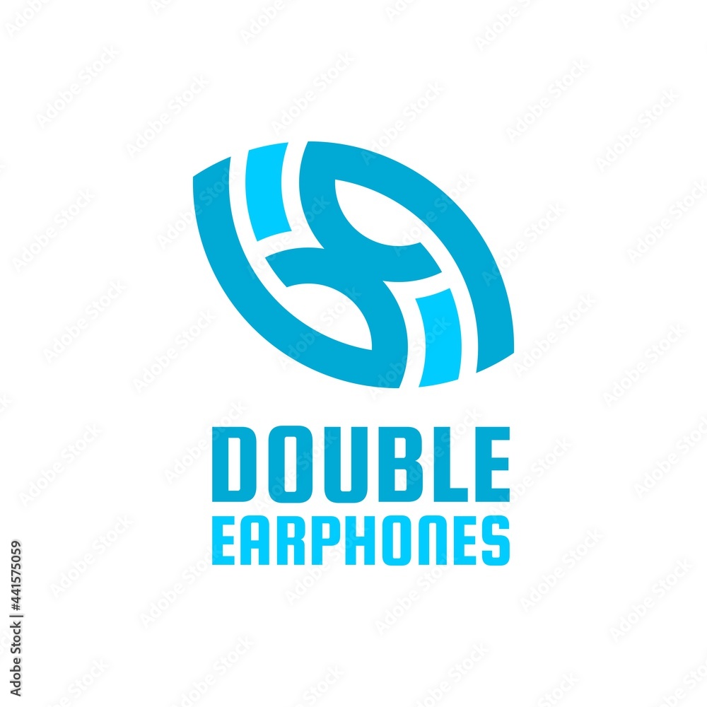 Blue Double Earphones Technology logo concept design illustration Blue Double Earphones Technology logo concept design illustration
