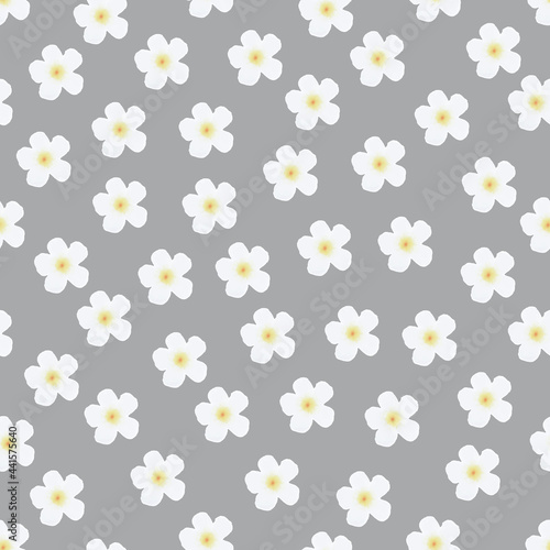 White watercolor flower on grey repeat seamless background pattern design