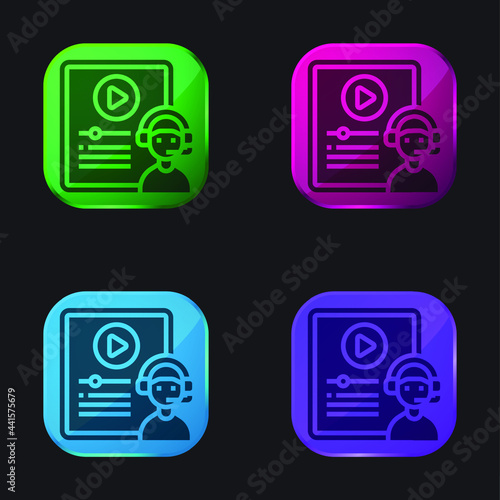 Blended Learning four color glass button icon