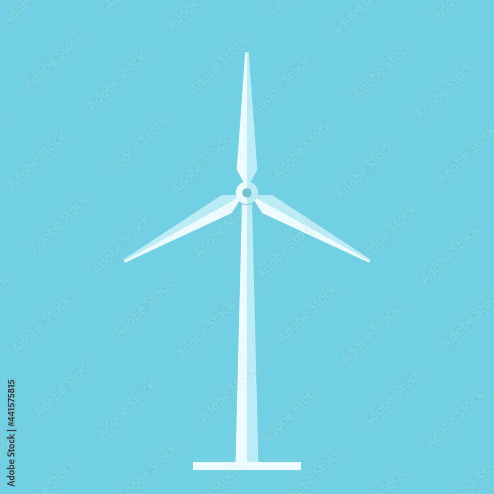 Wind turbine. Eco station. Wind energy concept. Flat style. Vector illustration. Wind turbine. Eco station. Wind energy concept. Flat style. Vector illustration.