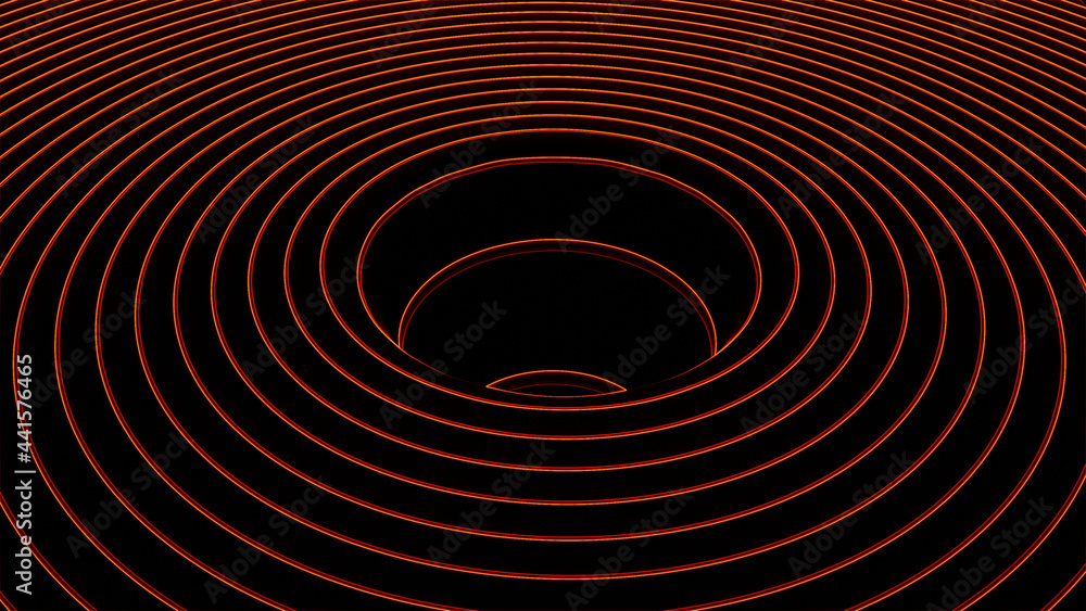 3D illustration graphic illusion of falling in the center of circle neon lighting color pattern structure, seamless loop motion graphics. 3D illustration graphic illusion of falling in the center of circle neon lighting color pattern structure, seamless loop motion graphics.