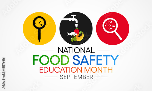 Food Safety education month is observed every year in September,  to prevent food poisoning and help people raise awareness. vector illustration