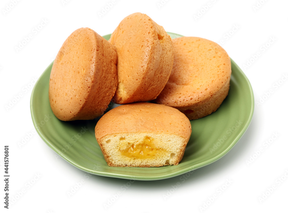 yolk filled pie on white background yolk filled pie on white background