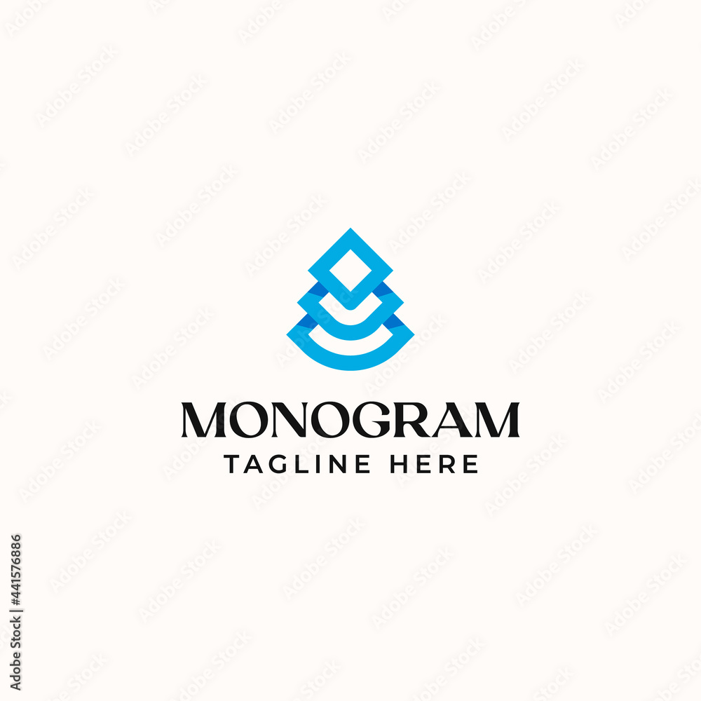 Tree Monogram Logo Template Isolated in White Background