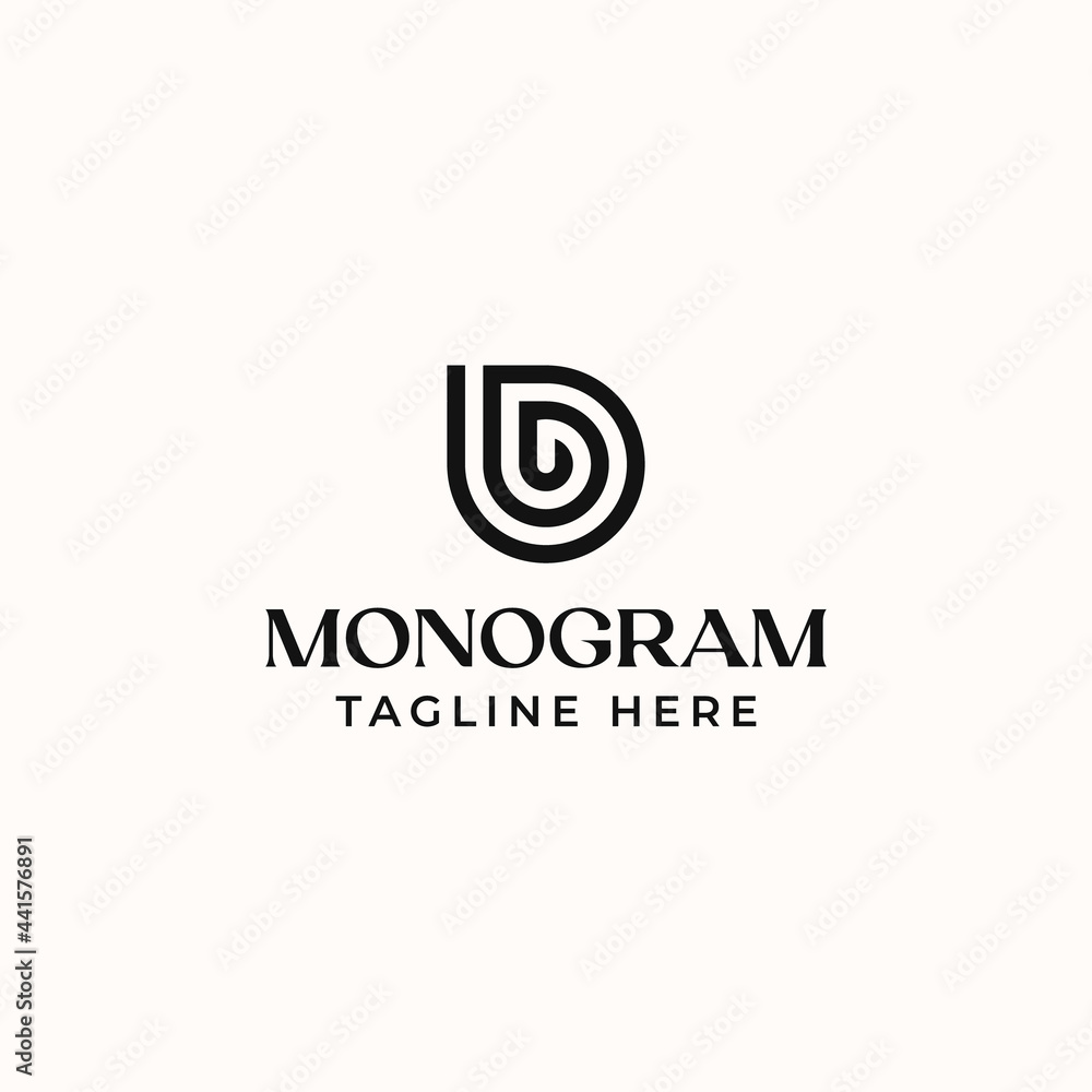 Initial Letter D Monogram Logo Template Isolated in White Background Initial Letter D Monogram Logo Template Isolated in White Background