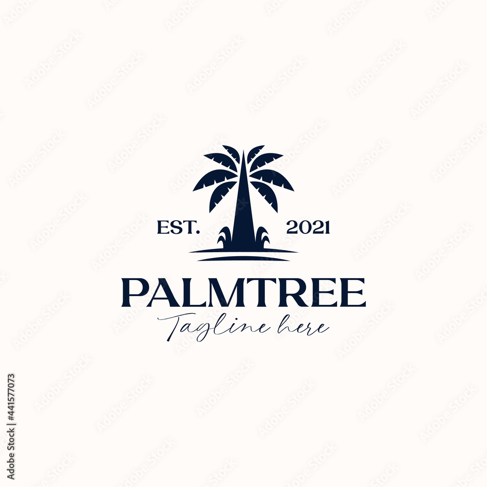 Palm Tree Logo Template Isolated in White Background