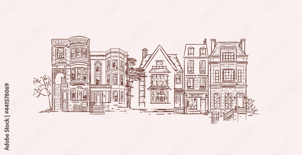 House composition old fashioned brown lines