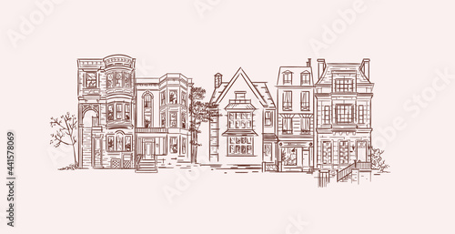 Obraz na płótnie House composition old fashioned brown lines w salonie
