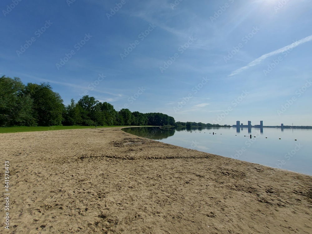 Beach of the Zevenhuizerplas lake at Oud Verlaat