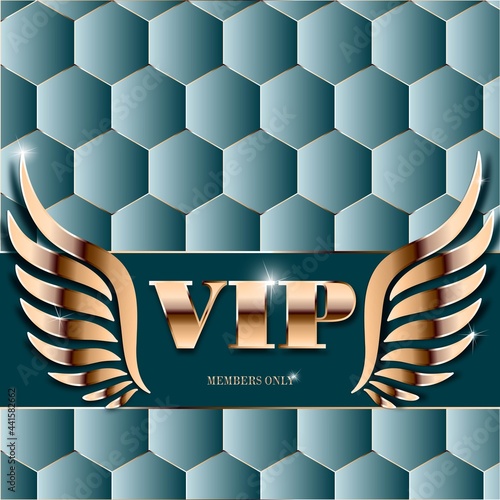 Light turquoise vip background with gold wings