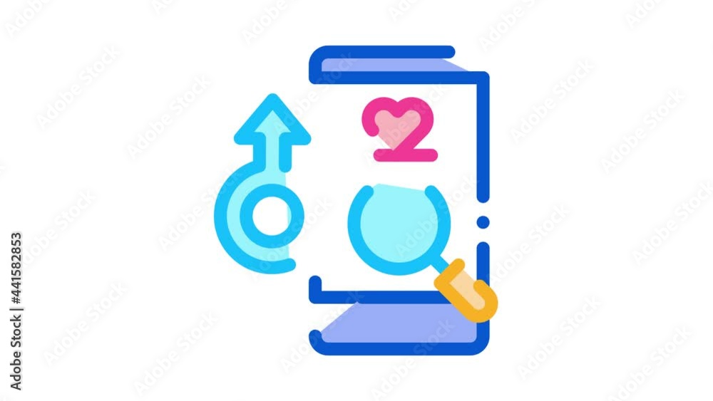 Male Love Search Icon Animation. color Male Love Search animated icon on white background Male Love Search Icon Animation. color Male Love Search animated icon on white background